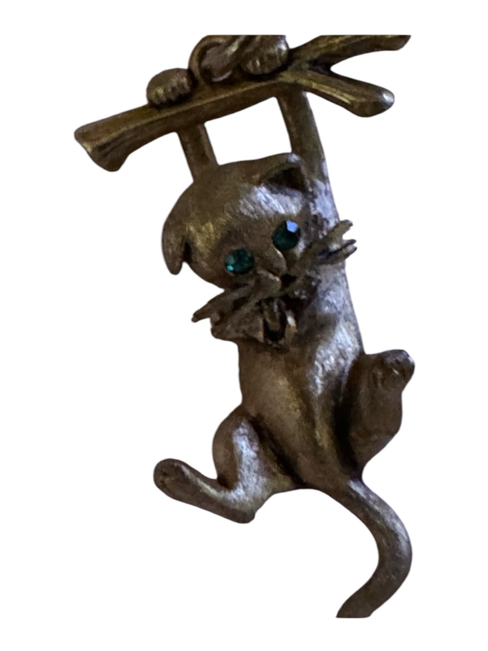 Rare Juicy Couture Climbing Cat on Branch Charm Green Crystal Eyes YJRU4856 NWT